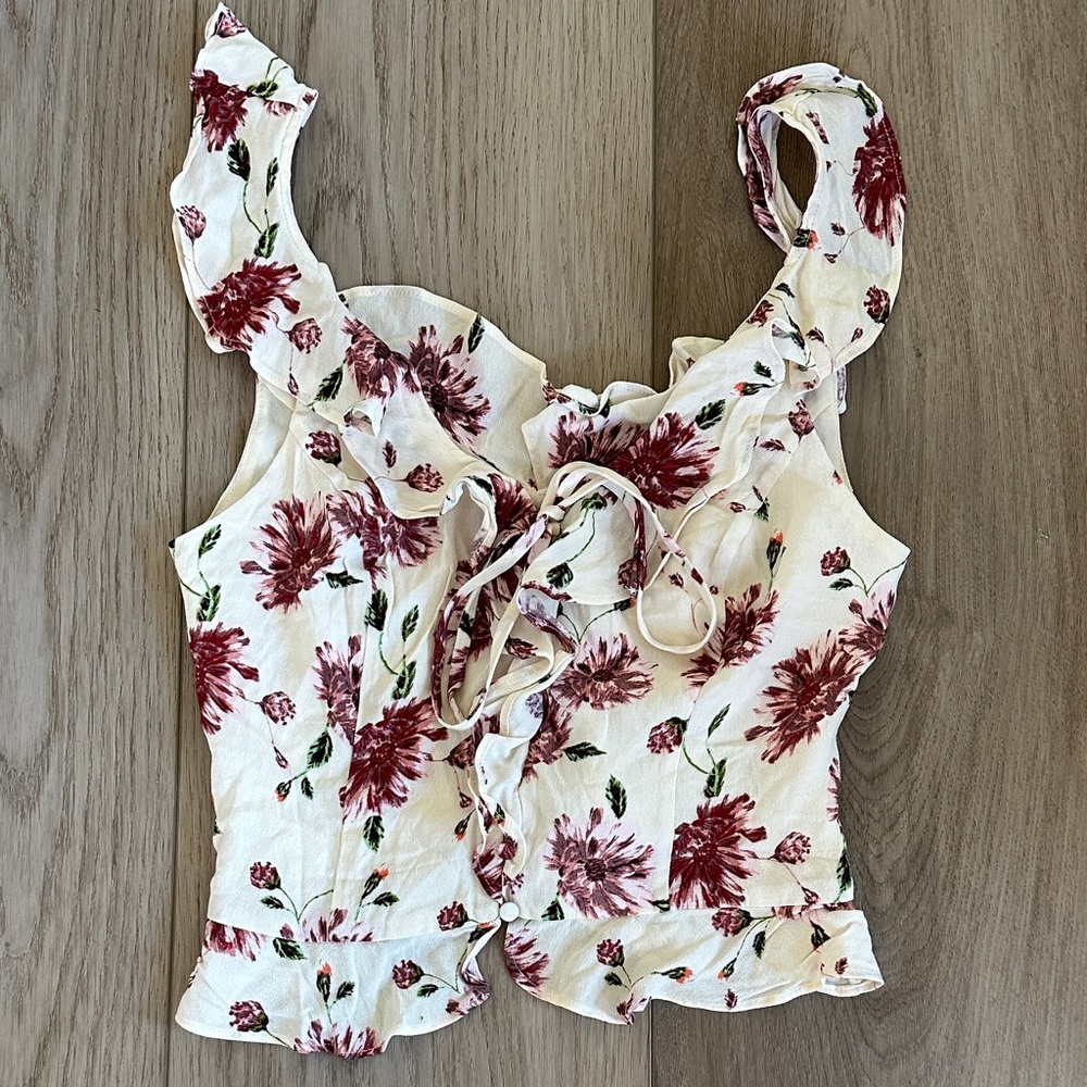 Astr The Label Ruffle Floral Tank Blouse